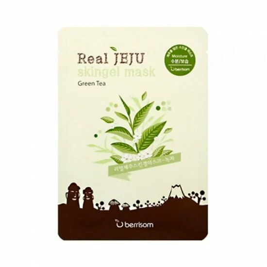 Маски Маска для лица с экстрактом зеленого чая Berrisom Real Jeju Skingel Mask Green Tee Moisture 25ml 10459