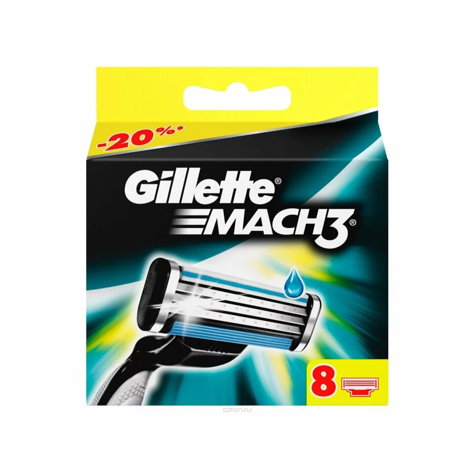 Для бритья Сменные кассеты для бритья Gillette Mach3 8 шт 10967